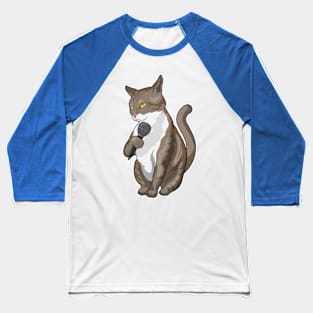 Cat Singer Microphone Music Baseball T-Shirt